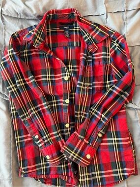 GAP Red and Navy Plaid Button-Down Shirt